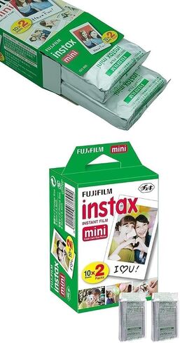 Fujifilm Instax Mini Instant Film for Mini Cameras, White, Credit Card Size with Free Bonus Cap Keeper - 4 x Twin Packs in Kuwait