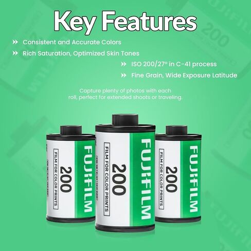 Fujifilm Fujicolor 200 ISO 35mm Color Negative Film 36 Exposures (2 Single Rolls) in Kuwait