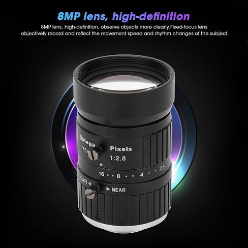 8MP Industrial Camera Lens, C Mount, 75mm Length, 1in Image Format, Manual Iris for Precise Imaging in Kuwait