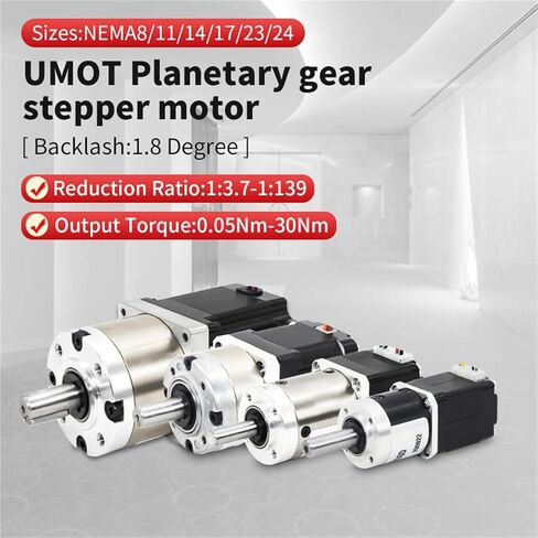 1pcs Nema 17 Planetary Geared Stepper Motor 42 * 34/42 * 40mm with Reducer Ratio 1:3.7-1:139 Out Tq 10Nm DC 1.5A UFO(Reduction Ratio 19,Nema17 42x34mm) in Kuwait