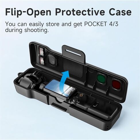 For Osmo Pocket 4/3 Storage Case With Wrist Strap,Shock-Resistant Protective Case, Compatible With Filters and Accessories (Black) in Kuwait