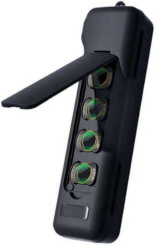 For Pocket 4 Flip Cover Protective Case, Anti-Drop with Magnetic Filter Storage for 4 Filters (Black) in Kuwait