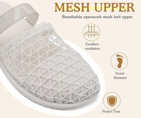 COFACE Orthotic Sandals For Women With Plantar Fasciitis Arch Support Ladies Breathable Mesh Mules Closed Toe Slip-on Loafers Slides Summer Outfits Platform Heel Cushion Office Clogs, Off White US10 in Kuwait