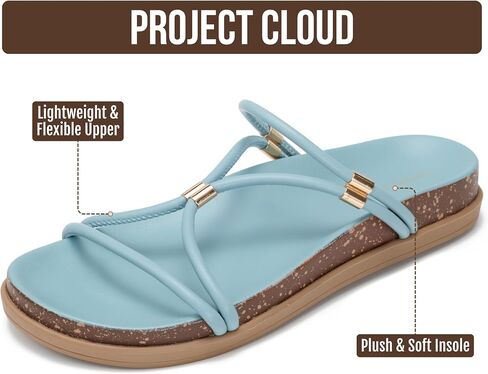 Project Cloud Non-Slip Summer Slides for Women & Lightweight Womens Sandals | Summer Sandals for Women with Plush and Soft Insole Womens Sandals Comfortable Non Slip and Lightweight Women Footwear in Kuwait