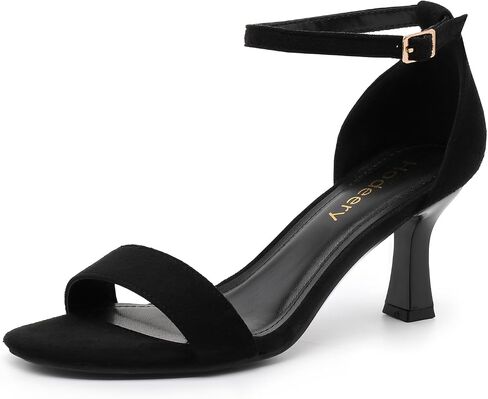 Women Kitten Heels Open Toe Ankle Strap Heel Sandals 2.7 Inch | Adjustable Strappy Low Heels Versatile for Wedding, Prom, Party Summer Heel Cushioned Insole for All-Day Comfort in Kuwait