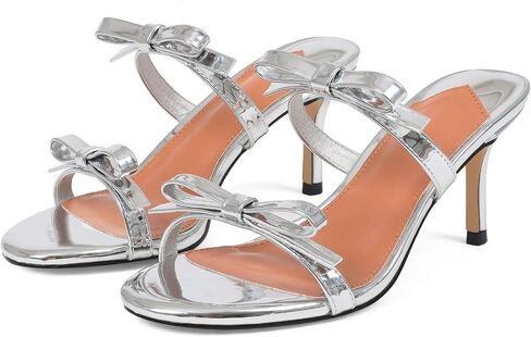 CYNLLIO Bow Kitten Heels for Women 2.9 Inch High Heel Strappy Sandals | 2026 Summer Cute Slip on Heels with Round Open Toe Stiletto Heeled, Backless Mule Slides for Graduation Prom Party in Saudi Arabia