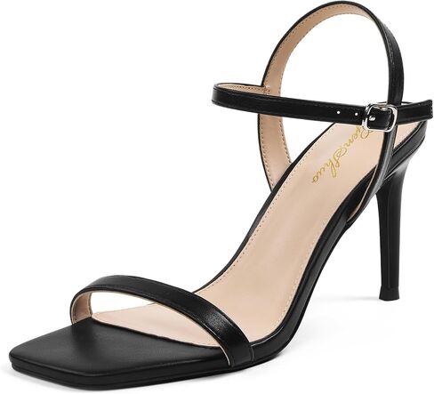 GENSHUO Women’s Strappy High Heeled Sandals 3 Inch Square Open Toe Stiletto Heels Slingback Shoes with Ankle Strap for Wedding Party Chic and Sexy in Kuwait