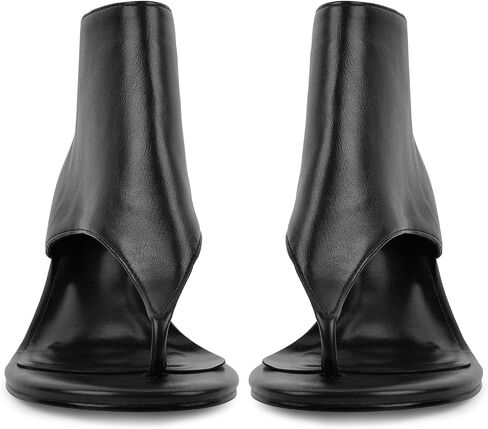 VERISSON Women's Black Thong Sandals 2.5 IN Kitten Heel Ankle Cuff Rear Zip Shoes Open Toe Booties in Kuwait