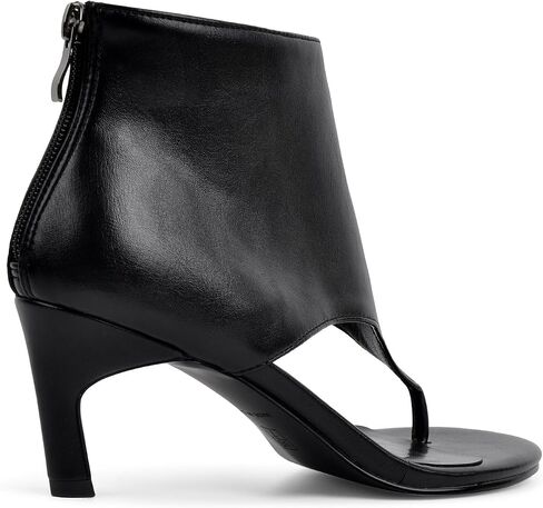VERISSON Women's Black Thong Sandals 2.5 IN Kitten Heel Ankle Cuff Rear Zip Shoes Open Toe Booties in Kuwait