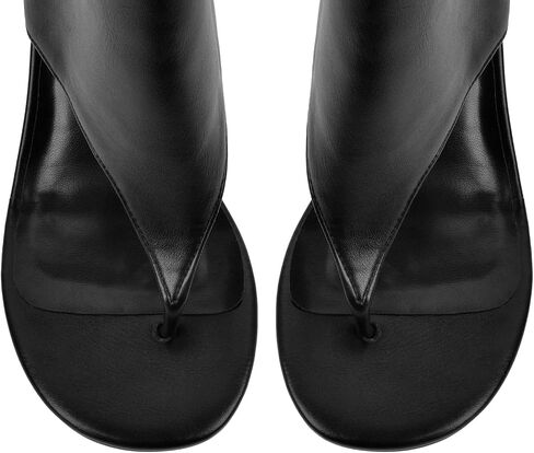 VERISSON Women's Black Thong Sandals 2.5 IN Kitten Heel Ankle Cuff Rear Zip Shoes Open Toe Booties in Kuwait