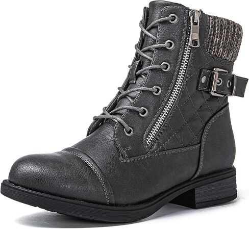 GLOBALWIN Women's Combat Boots Lace Up Boots For Women Ankle Booties With Low Heel Fashion Dressy Short Boots in Kuwait