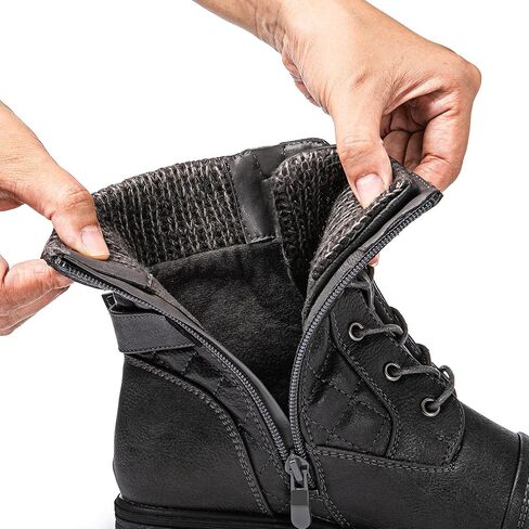 GLOBALWIN Women's Combat Boots Lace Up Boots For Women Ankle Booties With Low Heel Fashion Dressy Short Boots in Kuwait