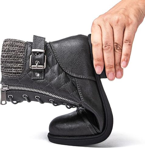 GLOBALWIN Women's Combat Boots Lace Up Boots For Women Ankle Booties With Low Heel Fashion Dressy Short Boots in Kuwait
