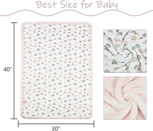 Rainbow Baby Blankets for Girls - 30x40 Inches | Cute Design with Rabbit Faux Fur Backing ,Ultra Soft Cozy Fluffy Infant Newborn Toddler Blankets for Stroller Crib in Kuwait