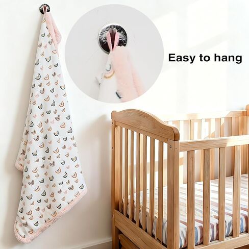 Rainbow Baby Blankets for Girls - 30x40 Inches | Cute Design with Rabbit Faux Fur Backing ,Ultra Soft Cozy Fluffy Infant Newborn Toddler Blankets for Stroller Crib in Kuwait