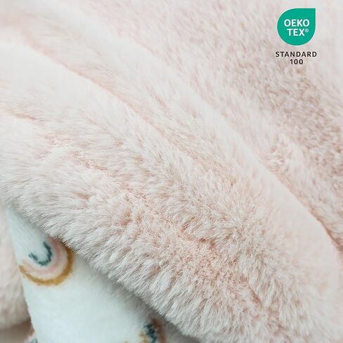 Rainbow Baby Blankets for Girls - 30x40 Inches | Cute Design with Rabbit Faux Fur Backing ,Ultra Soft Cozy Fluffy Infant Newborn Toddler Blankets for Stroller Crib in Kuwait