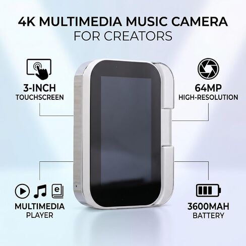 EBTOOLS 4K Digital Music Camera, 64MP Touchscreen Flip Camera with 3 Inch 180 Degree Screen, OTG Connection, 3600mAh Battery, for Selfies Vlogging Photography (Black) in Saudi Arabia