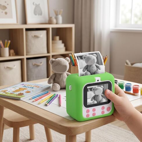 VBESTLIFE Instant Print Camera for 3-12 Year Kids, 48MP 1080P HD Kids Camera with 2.4 Inch Screen, 32GB Memory Card, 15 Filters, 16 Stickers, Grayscale Printing in Kuwait