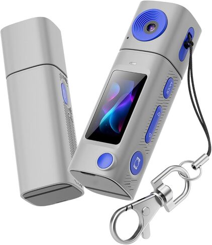 1080P Small Digital Camera, Lipstick Camera with 230 Rotatable Lens, 64MP Photos, 16GB Built in Memory, Portable Keychain Vintage for Selfies, Travel, Outdoor Photography (Light Gray) in Kuwait