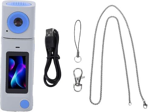1080P Small Digital Camera, Lipstick Camera with 230 Rotatable Lens, 64MP Photos, 16GB Built in Memory, Portable Keychain Vintage for Selfies, Travel, Outdoor Photography (Light Gray) in Kuwait