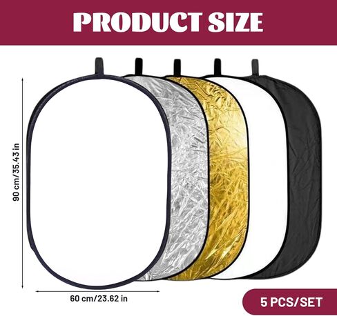 Photography Reflector 1 Set 5 in 1 24x35 Light Reflectors for Photography with Storage Bag 5 Color Foldable Portable Props for Indoor Outdoor .. in Kuwait
