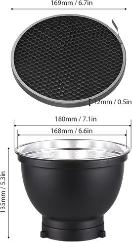 7 Inch Standard Reflector + 6pcs Photography Honeycomb Grid kit 10°/20°/30°/40°/50°/60° Honeycomb Lamp Shade Grid for Bowens Mount Studio Light Strobe Accessory in Kuwait
