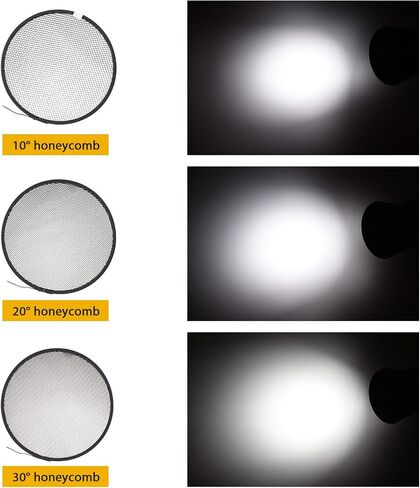 7 Inch Standard Reflector + 6pcs Photography Honeycomb Grid kit 10°/20°/30°/40°/50°/60° Honeycomb Lamp Shade Grid for Bowens Mount Studio Light Strobe Accessory in Kuwait