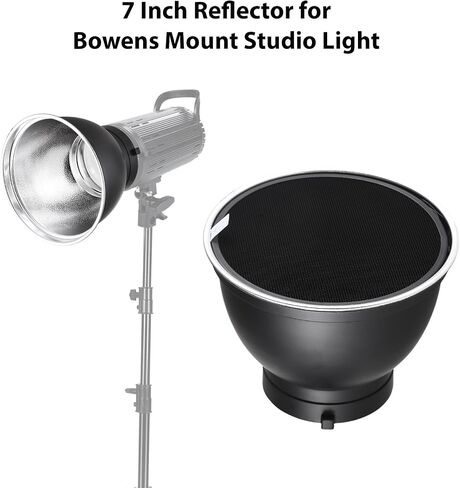 7 Inch Standard Reflector + 6pcs Photography Honeycomb Grid kit 10°/20°/30°/40°/50°/60° Honeycomb Lamp Shade Grid for Bowens Mount Studio Light Strobe Accessory in Kuwait