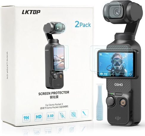 Screen Protector Kit (2 Pack) for DJI Osmo Pocket 3 Creator Combo Accessories, Ultra HD 9H Hardness Tempered Glass Display Film, Scratch Resistant/Anti Scratch Bubble/High Touch Sensitivity in Kuwait