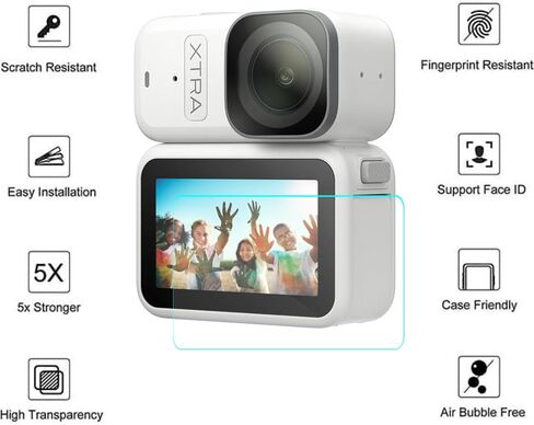 3 Pack for Xtra Atto Wearable Action Camera Screen Protector, HD Clear Anti-Fingerprint Anti-Scratch Tempered Glass Screen Protector Flim Compatible with Xtra Atto Wearable Action Camera in Kuwait