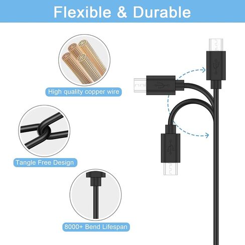 Micro USB Charger for Kodak Pixpro Astro Zoom L-8 AZ401 AZ405 AZ252 AZ901 FZ152-RD FZ53-RD FZ43 FZ45 FZ55 C123 C142 C183 C195, Tascam DR-05X DR-40X 22WL 70D Recorder Charging Cable Cord in Kuwait