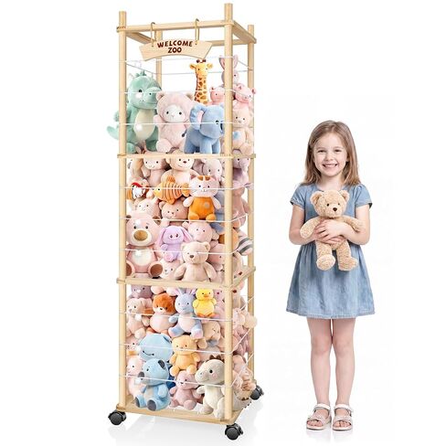 TOOGE Stuffed Animal Storage, Toy Organizer and Plushies Storage Wooden Holder Zoo for Playrooms, Bedrooms & Nursery in Kuwait