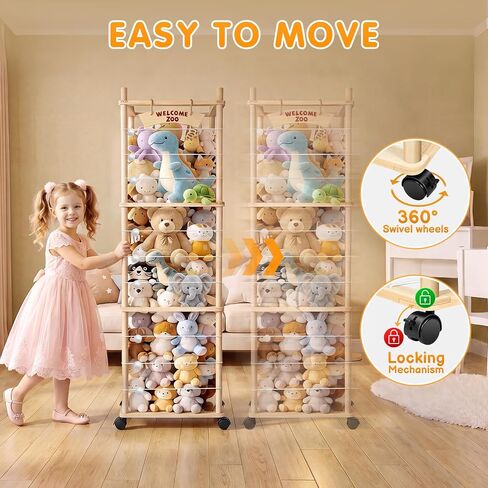 TOOGE Stuffed Animal Storage, Toy Organizer and Plushies Storage Wooden Holder Zoo for Playrooms, Bedrooms & Nursery in Kuwait