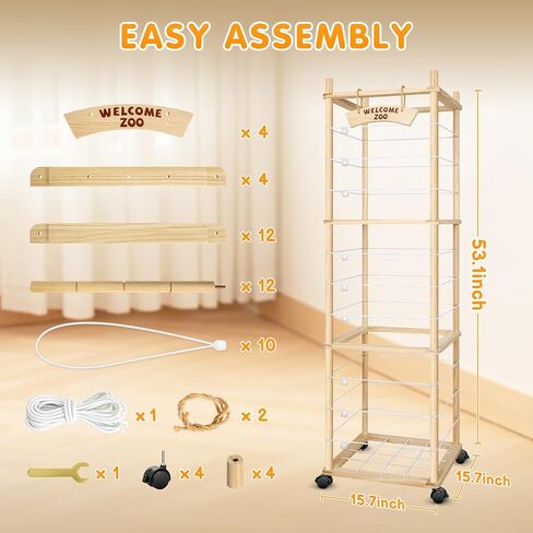 TOOGE Stuffed Animal Storage, Toy Organizer and Plushies Storage Wooden Holder Zoo for Playrooms, Bedrooms & Nursery in Kuwait