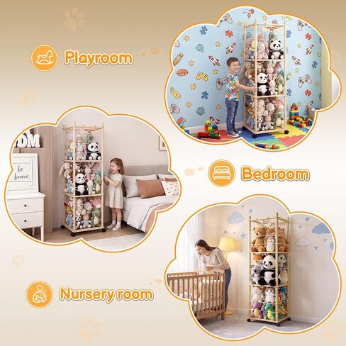 TOOGE Stuffed Animal Storage, Toy Organizer and Plushies Storage Wooden Holder Zoo for Playrooms, Bedrooms & Nursery in Kuwait