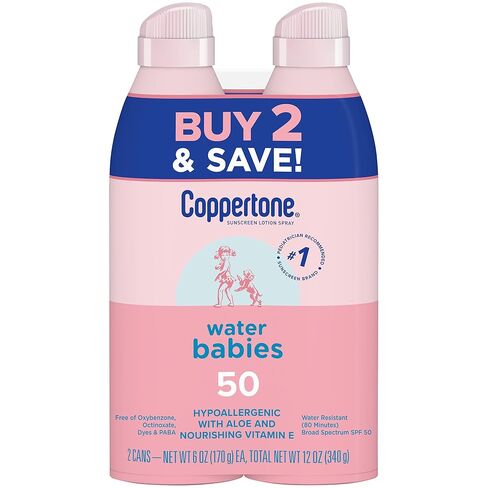 Coppertone Water Babies Sunscreen Lotion SPF 50, Pediatrician Recommended Water Resistant, 8 Fl Oz Bottle (Pack of 12) in Kuwait