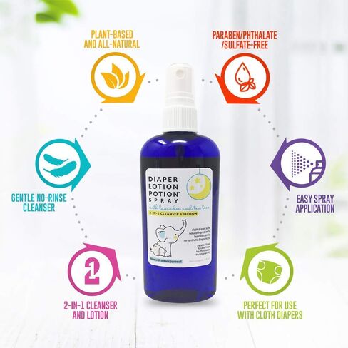 MoonDance Soaps Diaper Lotion Potion Cleansing Spray, 4 Oz Tea Tree & Lavender, Natural No-Rinse Cleanser and Moisturizer for Baby's Bottom in Kuwait