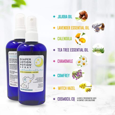 MoonDance Soaps Diaper Lotion Potion Cleansing Spray, 4 Oz Tea Tree & Lavender, Natural No-Rinse Cleanser and Moisturizer for Baby's Bottom in Kuwait