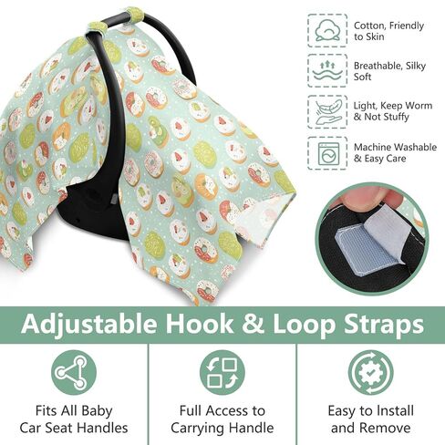 Food Mochi Donuts Car Seat Cover Baby, Carseat Canopy Cover for Girl Boy, Breathable Baby Carrier Cover Stroller Sun Shade Universal Fit Breastfeeding Cover in Kuwait