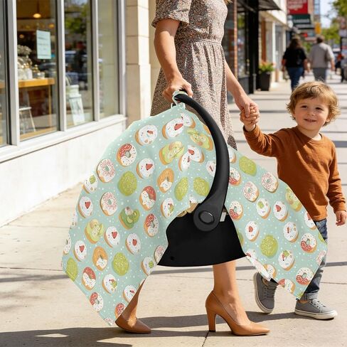 Food Mochi Donuts Car Seat Cover Baby, Carseat Canopy Cover for Girl Boy, Breathable Baby Carrier Cover Stroller Sun Shade Universal Fit Breastfeeding Cover in Kuwait