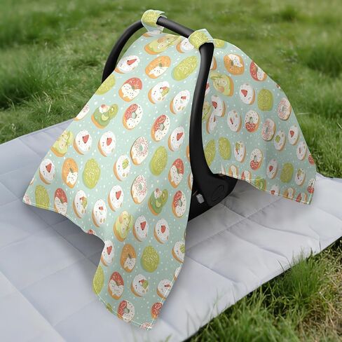 Food Mochi Donuts Car Seat Cover Baby, Carseat Canopy Cover for Girl Boy, Breathable Baby Carrier Cover Stroller Sun Shade Universal Fit Breastfeeding Cover in Kuwait