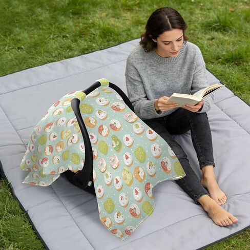Food Mochi Donuts Car Seat Cover Baby, Carseat Canopy Cover for Girl Boy, Breathable Baby Carrier Cover Stroller Sun Shade Universal Fit Breastfeeding Cover in Kuwait
