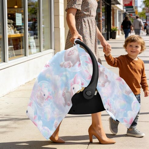 Funny Axolotl Car Seat Cover Baby, Carseat Canopy Cover for Girl Boy, Breathable Baby Carrier Cover Stroller Sun Shade Universal Fit Breastfeeding Cover in Kuwait