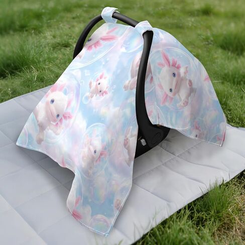 Funny Axolotl Car Seat Cover Baby, Carseat Canopy Cover for Girl Boy, Breathable Baby Carrier Cover Stroller Sun Shade Universal Fit Breastfeeding Cover in Kuwait