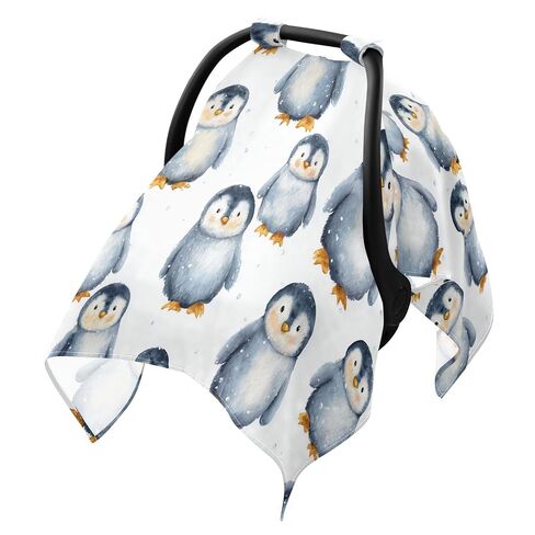 Winter Penguin Car Seat Cover Baby, Carseat Canopy Cover for Girl Boy, Breathable Baby Carrier Cover Stroller Sun Shade Universal Fit Breastfeeding Cover in Kuwait