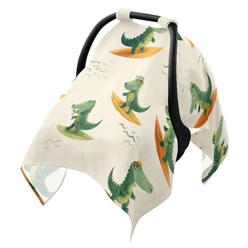 Funny Green Crocodile Car Seat Cover Baby, Carseat Canopy Cover for Girl Boy, Breathable Baby Carrier Cover Stroller Sun Shade Universal Fit Breastfeeding Cover in Kuwait