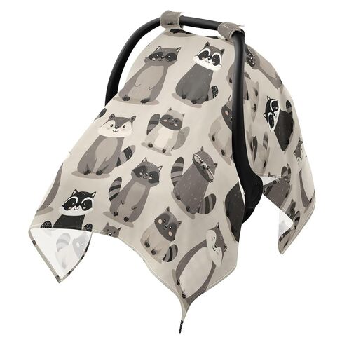 Cartoon Animal Raccoon Car Seat Cover Baby, Carseat Canopy Cover for Girl Boy, Breathable Baby Carrier Cover Stroller Sun Shade Universal Fit Breastfeeding Cover in Kuwait