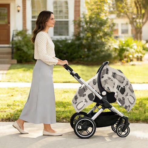 Cartoon Animal Raccoon Car Seat Cover Baby, Carseat Canopy Cover for Girl Boy, Breathable Baby Carrier Cover Stroller Sun Shade Universal Fit Breastfeeding Cover in Kuwait