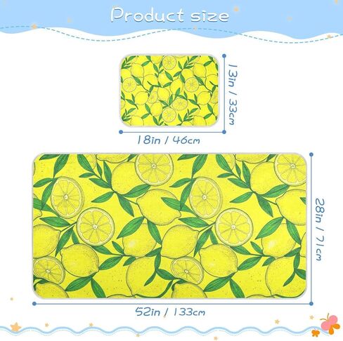 Summer Yellow Lemon Cooling Baby Bassinet Mattress 28" x 52" Ultra Soft Pads Washable Waterproof for Kids, Adult in Kuwait