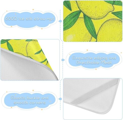 Summer Yellow Lemon Cooling Baby Bassinet Mattress 28" x 52" Ultra Soft Pads Washable Waterproof for Kids, Adult in Kuwait